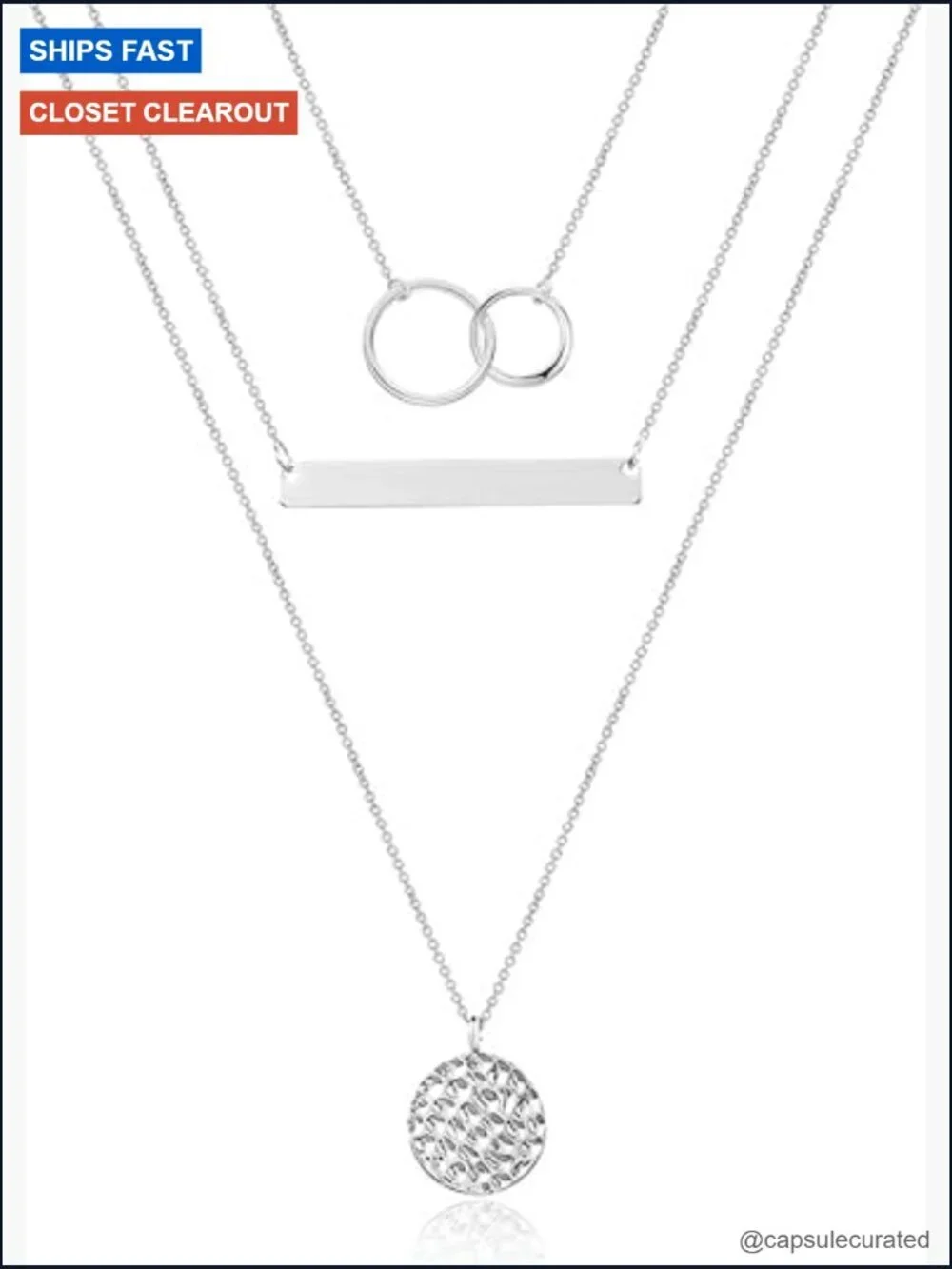 Handmade 3-Layer Y Pendant Choker Necklace Set Adjustable Layering Necklaces